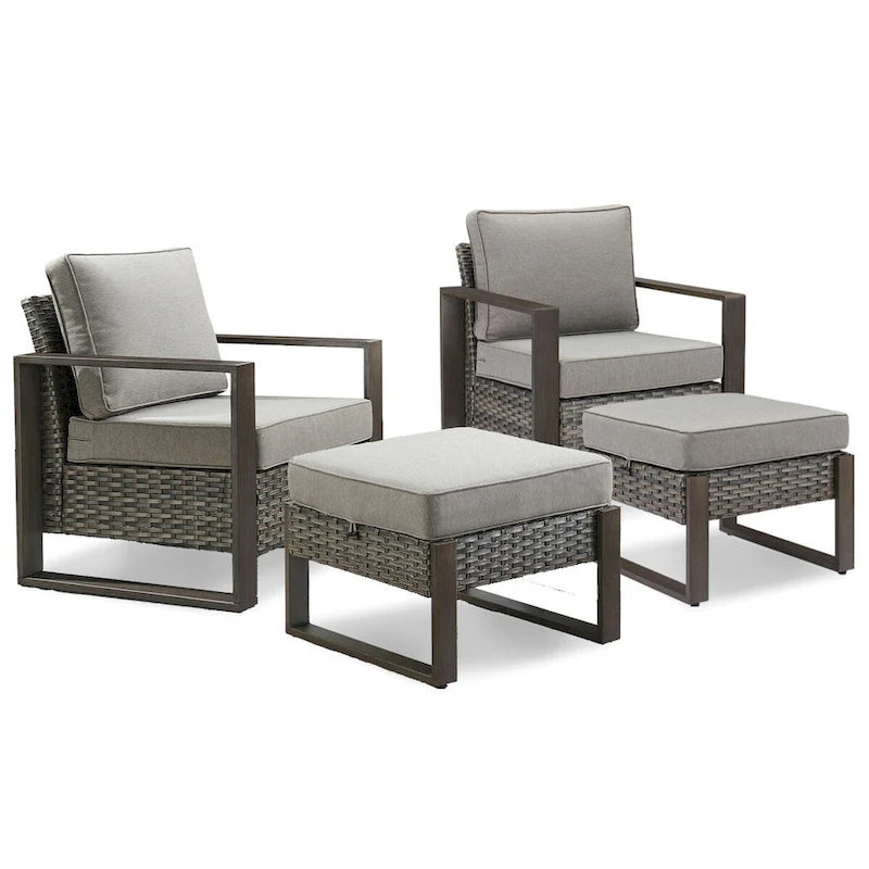 Ensemble de 2 chaises de patio Gymojoy, chaise en rotin résistant aux intempéries - Gris
