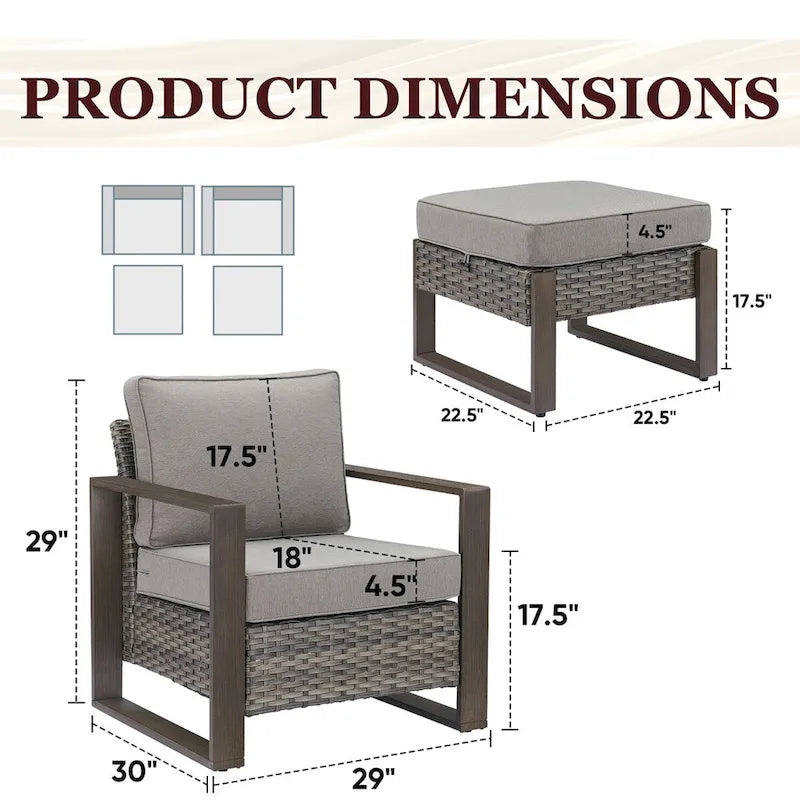 Ensemble de 2 chaises de patio Gymojoy, chaise en rotin résistant aux intempéries - Gris