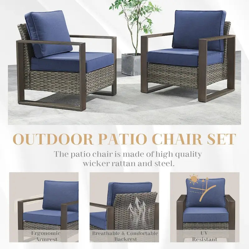 Ensemble de 2 chaises de patio Gymojoy, chaise en rotin résistant aux intempéries - Gris
