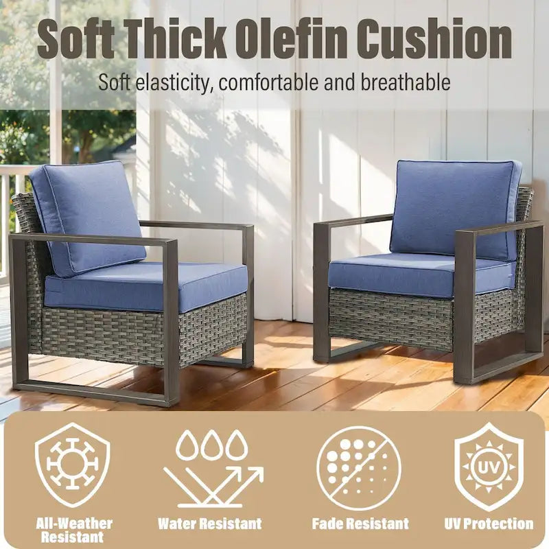 Ensemble de 2 chaises de patio Gymojoy, chaise en rotin résistant aux intempéries - Gris