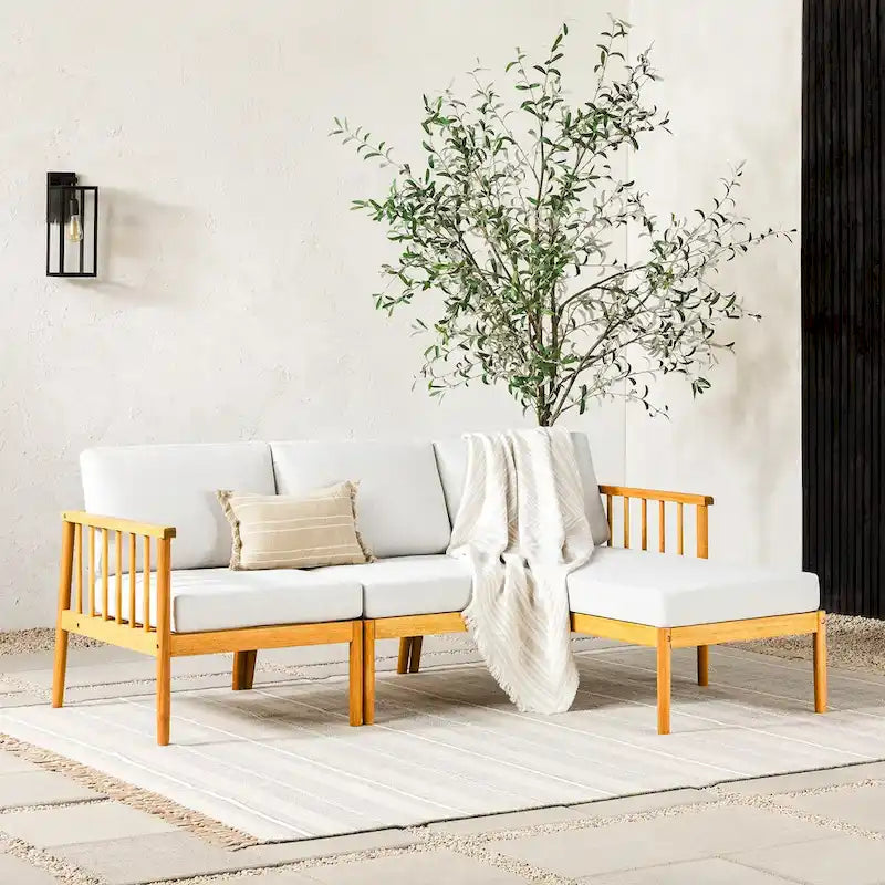 Canapé-méridienne à fuseaux en bois massif Middlebrook
