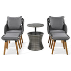 Ensemble de conversation de patio en corde 5 pièces avec table de bar en osier et coussins