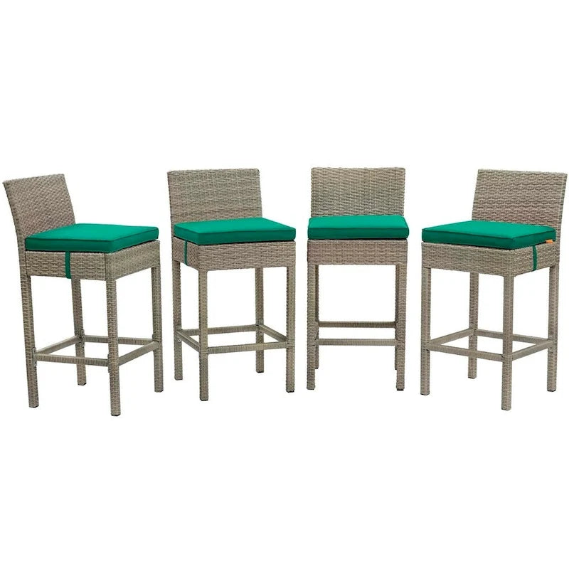Tabourets de bar d'extérieur Conduit en rotin tressé, ensemble de 4