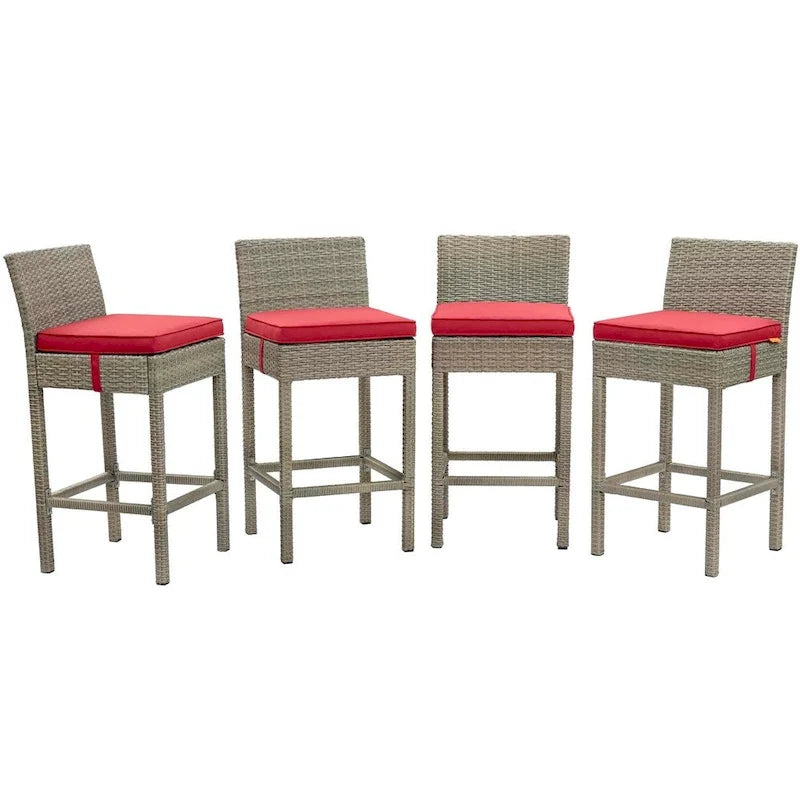 Tabourets de bar d'extérieur Conduit en rotin tressé, ensemble de 4