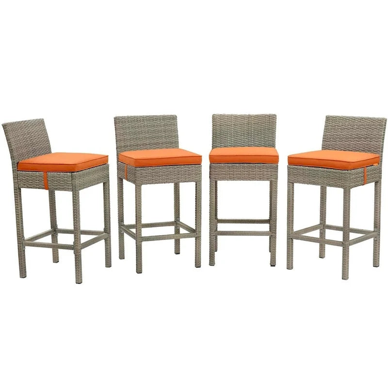 Tabourets de bar d'extérieur Conduit en rotin tressé, ensemble de 4