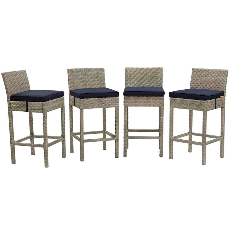 Tabourets de bar d'extérieur Conduit en rotin tressé, ensemble de 4