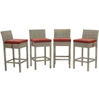 Tabourets de bar d'extérieur Conduit en rotin tressé, ensemble de 4