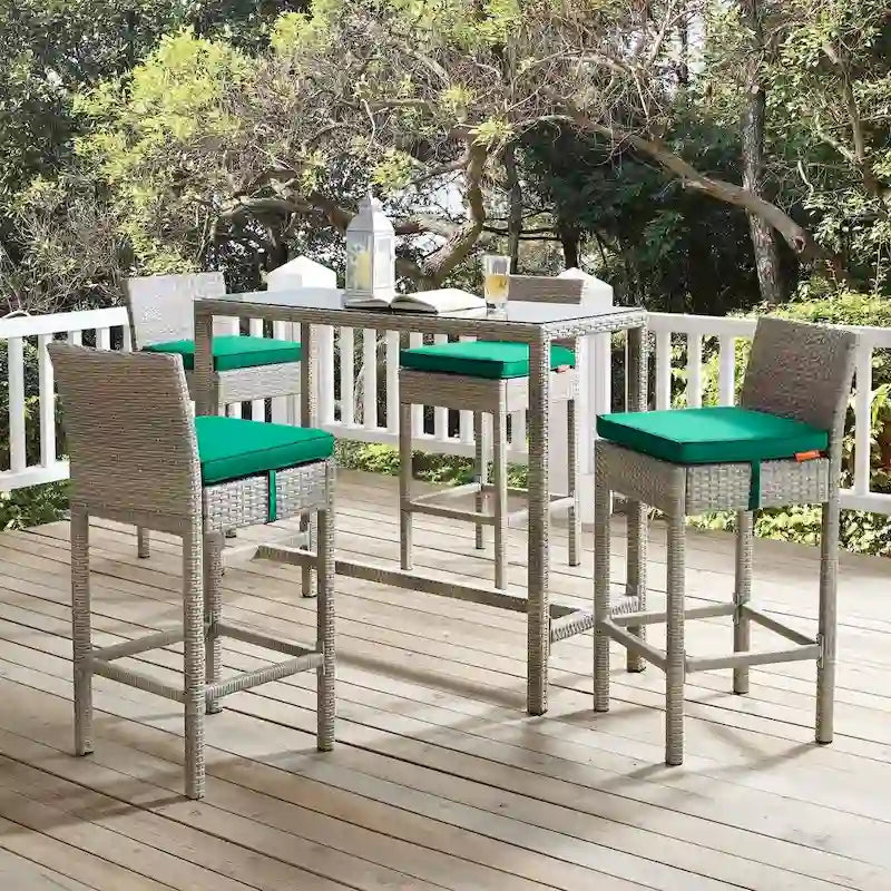 Tabourets de bar d'extérieur Conduit en rotin tressé, ensemble de 4