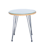 Ensemble de conversation 3 pièces en rotin avec table basse et plateau en verre