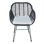 Ensemble de conversation 3 pièces en rotin avec table basse et plateau en verre