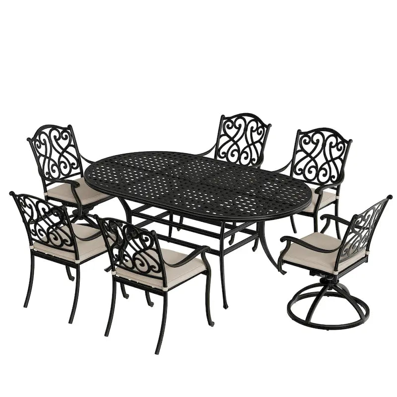 8 - Person Elliptical Outdoor Dining Set with Cushions