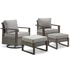 Ensemble bistro de patio Gymojoy avec chaises berçantes et repose-pieds - Gris