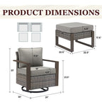 Ensemble bistro de patio Gymojoy avec chaises berçantes et repose-pieds - Gris