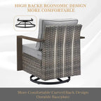 Ensemble bistro de patio Gymojoy avec chaises berçantes et repose-pieds - Gris