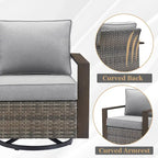 Ensemble bistro de patio Gymojoy avec chaises berçantes et repose-pieds - Gris