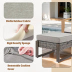 Ensemble bistro de patio Gymojoy avec chaises berçantes et repose-pieds - Gris