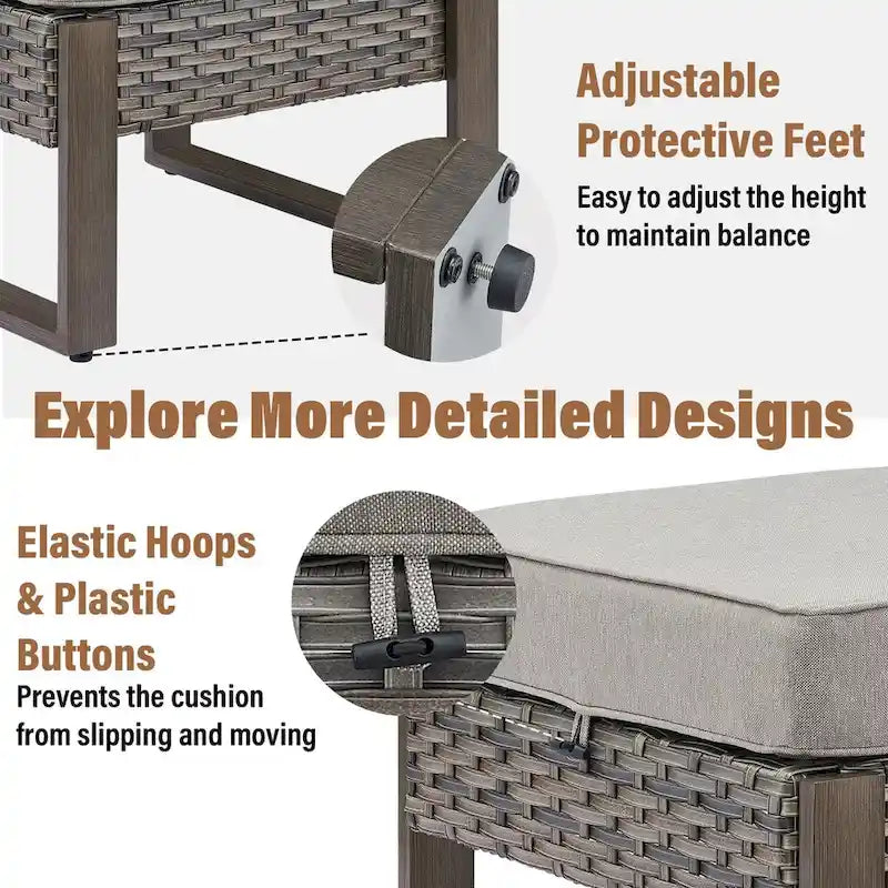 Ensemble bistro de patio Gymojoy avec chaises berçantes et repose-pieds - Gris