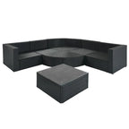 Ensemble de canapés d'extérieur en résine tressée 7 pièces, canapé-lit en rotin avec coussins colorés, canapé de conversation, pour patio, jardin, terrasse