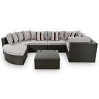 Ensemble de canapés d'extérieur en résine tressée 7 pièces, canapé-lit en rotin avec coussins colorés, canapé de conversation, pour patio, jardin, terrasse