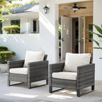 Chaises de salle à manger en rotin, chaises de véranda, fauteuils club d'extérieur - Gris
