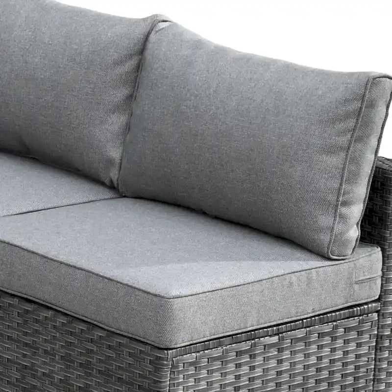 Ensemble de mobilier de jardin en résine tressée 8 pièces avec canapé et foyer extérieur HOOOWOOO