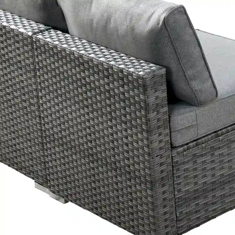 Ensemble de mobilier de jardin en résine tressée 8 pièces avec canapé et foyer extérieur HOOOWOOO