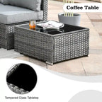 Ensemble de mobilier de jardin en résine tressée 8 pièces avec canapé et foyer extérieur HOOOWOOO