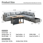 Ensemble de mobilier de jardin en résine tressée 8 pièces avec canapé et foyer extérieur HOOOWOOO