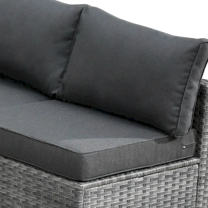 Ensemble de mobilier de jardin en résine tressée 8 pièces avec canapé et foyer extérieur HOOOWOOO