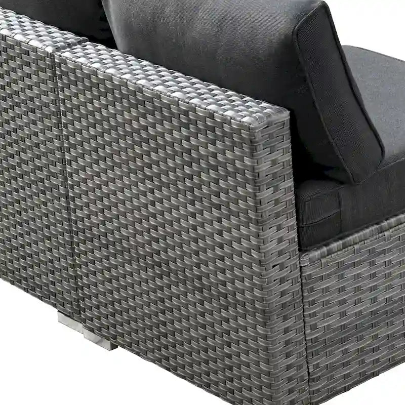 Ensemble de mobilier de jardin en résine tressée 8 pièces avec canapé et foyer extérieur HOOOWOOO