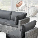 Ensemble de mobilier de jardin en résine tressée 8 pièces avec canapé et foyer extérieur HOOOWOOO