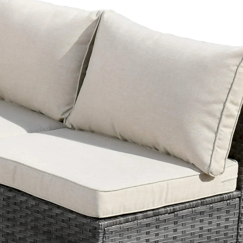 Ensemble de mobilier de jardin en résine tressée 8 pièces avec canapé et foyer extérieur HOOOWOOO