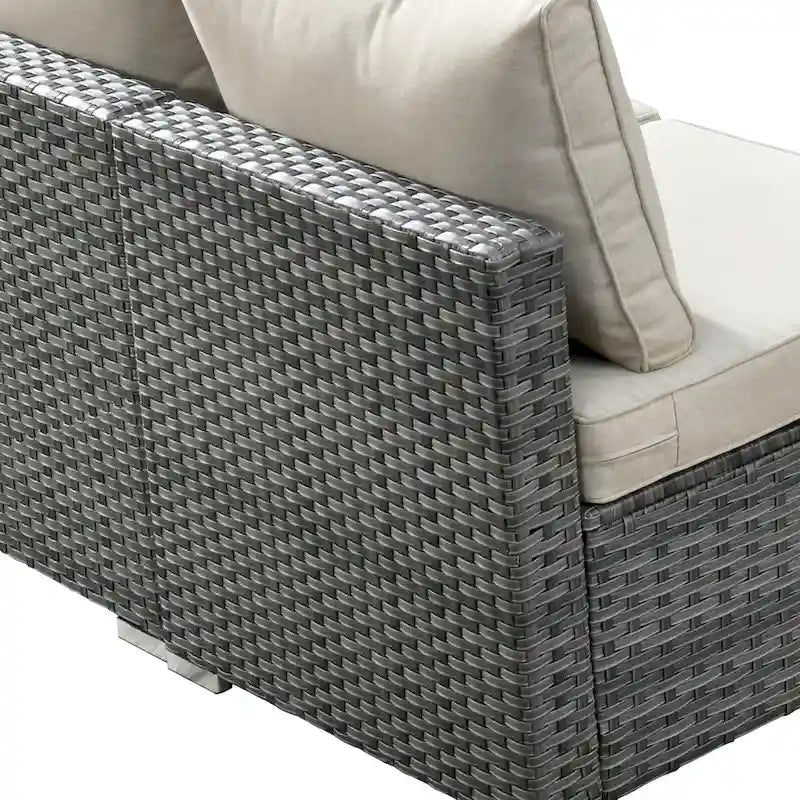 Ensemble de mobilier de jardin en résine tressée 8 pièces avec canapé et foyer extérieur HOOOWOOO