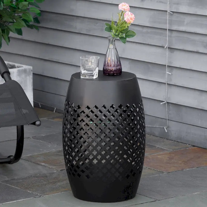 Table d'appoint ronde creuse de patio de 12,5 pouces, table d'appoint en acier