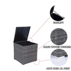 Ensemble de mobilier de jardin modulable 8 pièces haut de gamme en rotin tressé : résine tressée grise, coussins noirs, plateau en verre