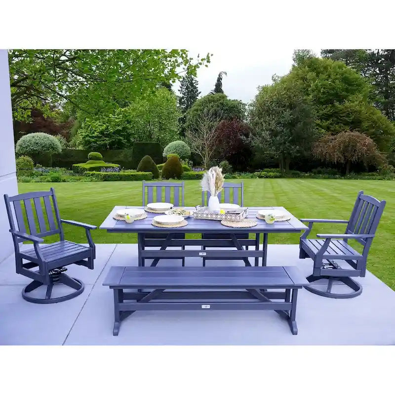 Ensemble de salle à manger pivotant LuXeo Tuscany en PEHD, 6 pièces