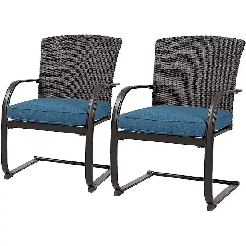 Chaises de jardin de style bistro avec structure en acier et coussins (lot de 2) - Non disponible
