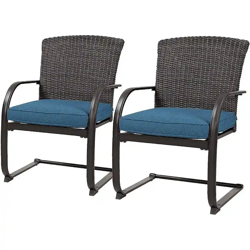Chaises de jardin de style bistro avec structure en acier et coussins (lot de 2) - Non disponible