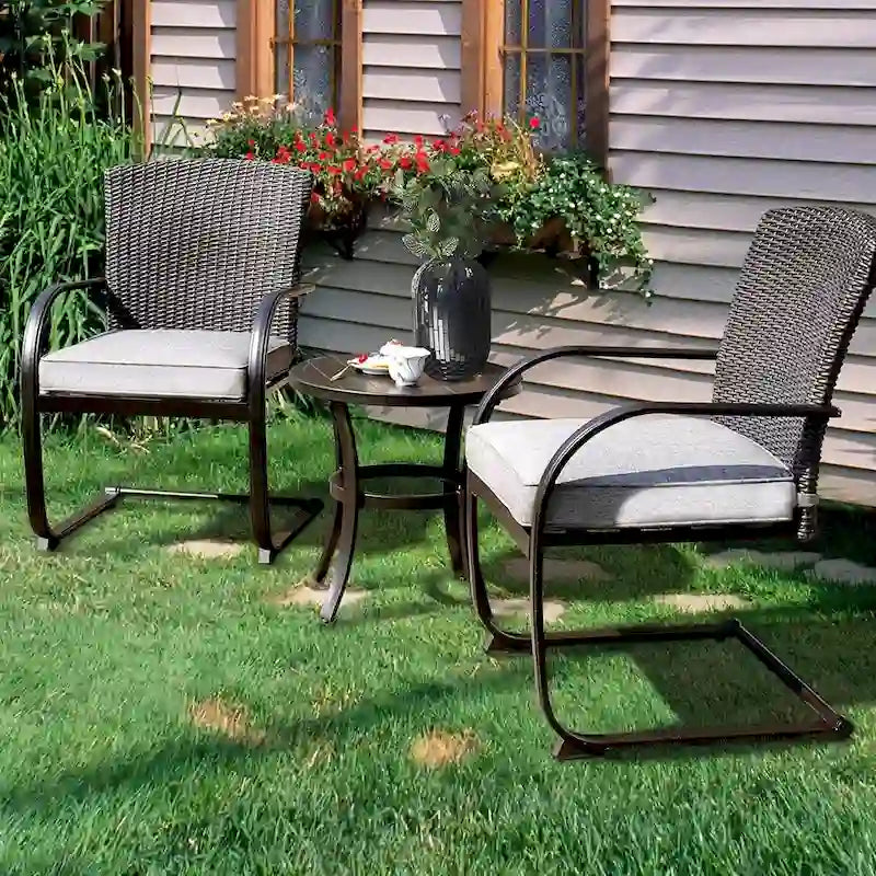Chaises de jardin de style bistro avec structure en acier et coussins (lot de 2) - Non disponible