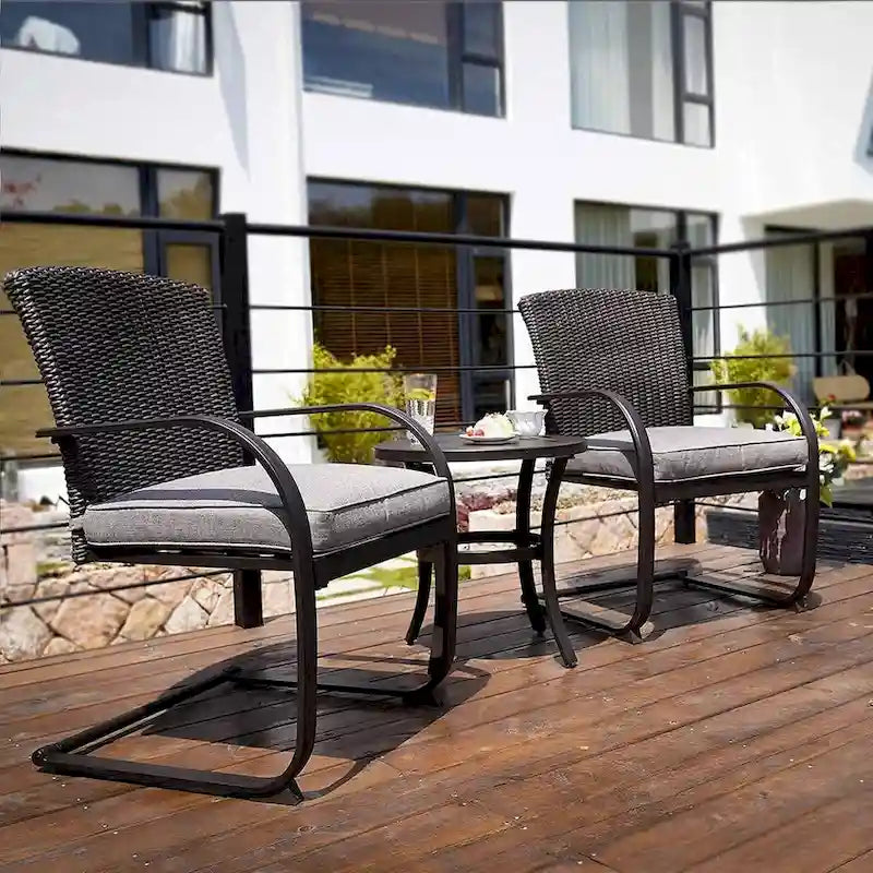 Chaises de jardin de style bistro avec structure en acier et coussins (lot de 2) - Non disponible