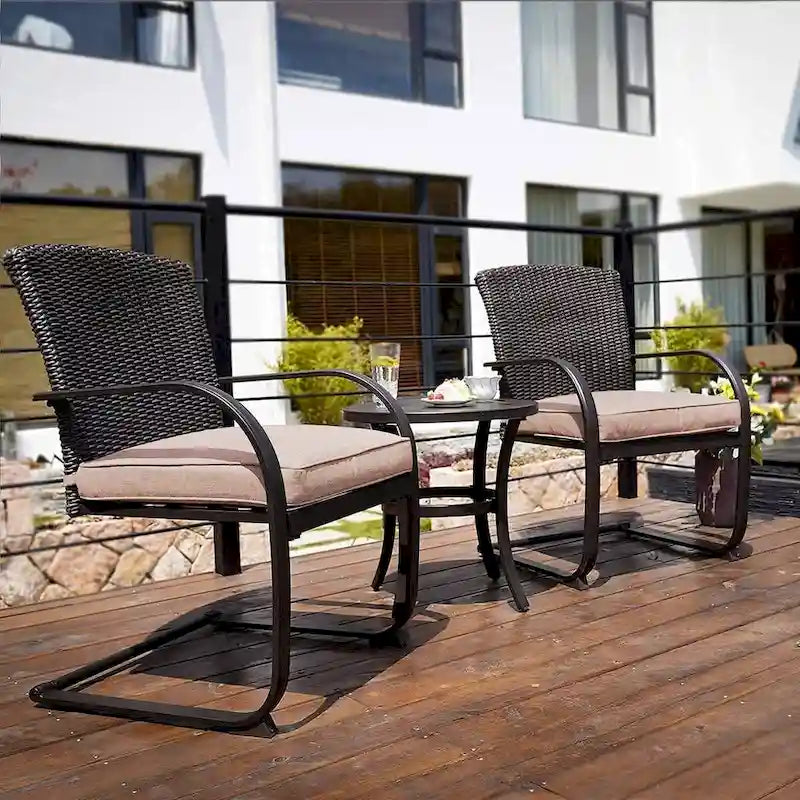 Chaises de jardin de style bistro avec structure en acier et coussins (lot de 2) - Non disponible