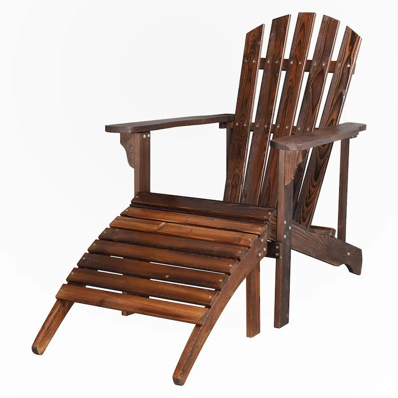 Chaise de jardin individuelle en bois avec repose-pieds