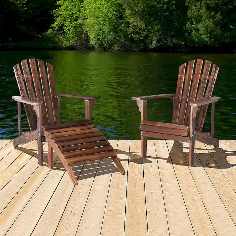 Chaise de jardin individuelle en bois avec repose-pieds