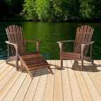 Chaise de jardin individuelle en bois avec repose-pieds
