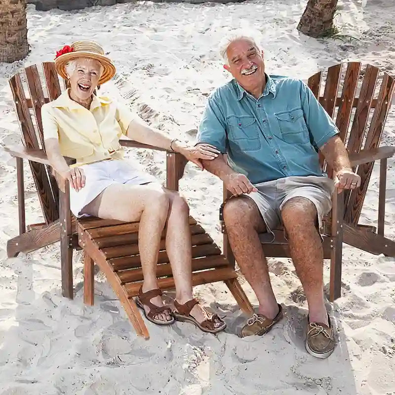 Chaise de jardin individuelle en bois avec repose-pieds