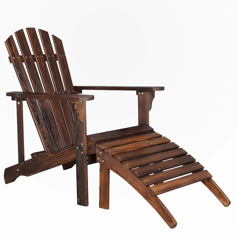Chaise de jardin individuelle en bois avec repose-pieds