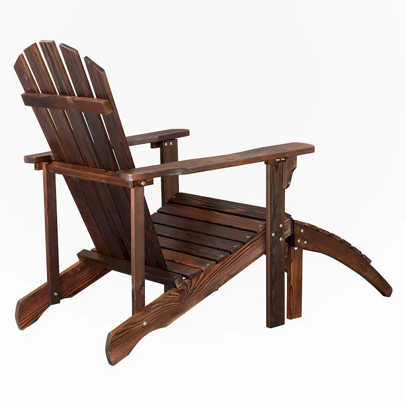 Chaise de jardin individuelle en bois avec repose-pieds