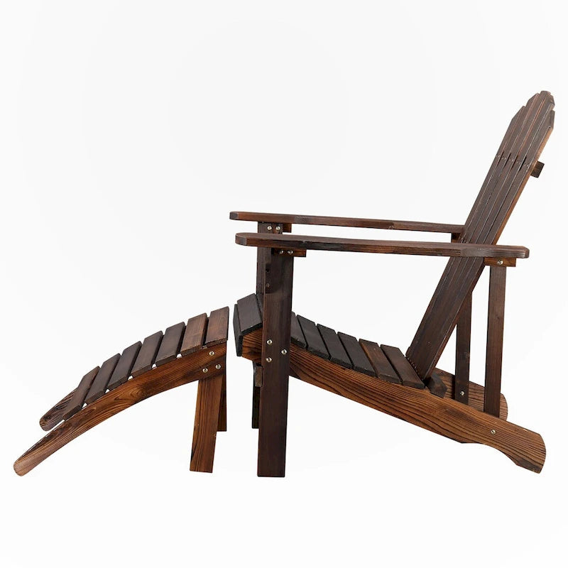 Chaise de jardin individuelle en bois avec repose-pieds