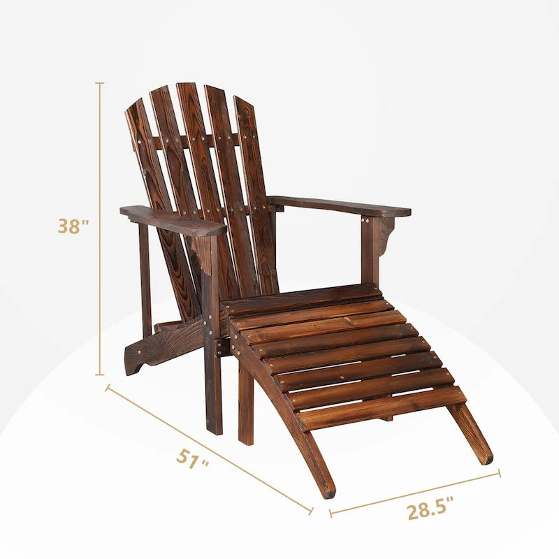 Chaise de jardin individuelle en bois avec repose-pieds