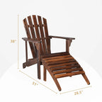 Chaise de jardin individuelle en bois avec repose-pieds